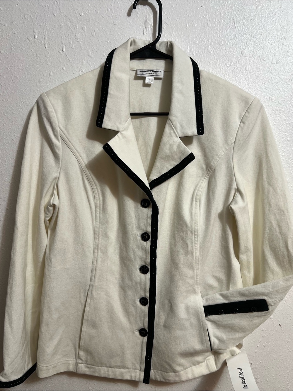 NWT St. John Ivory Blazer with Black Trim